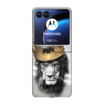 Пластиковый чехол на Motorola Razr 40 Ultra с принтом Лев с короной