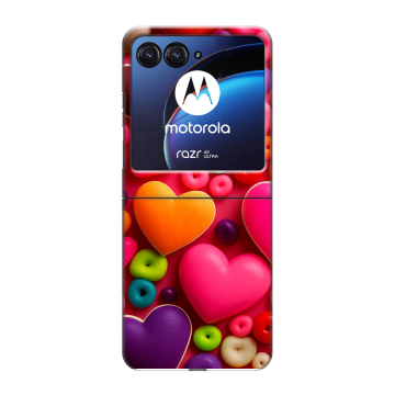 Пластиковый чехол на Motorola Razr 40 Ultra с принтом Сердечки