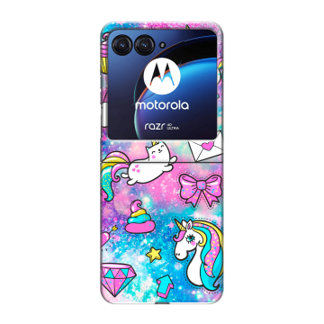 Пластиковый чехол на Motorola Razr 40 Ultra с принтом Единороги