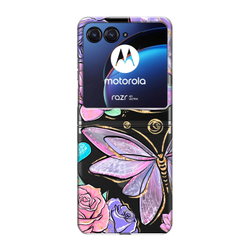 Пластиковый чехол на Motorola Razr 40 Ultra с принтом Бабочки и цветы