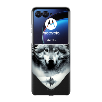 Пластиковый чехол на Motorola Razr 40 Ultra с принтом Волк в лесу