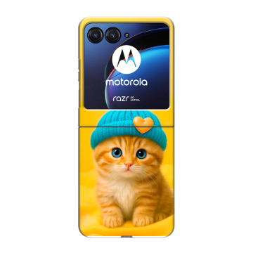 Пластиковый чехол на Motorola Razr 40 Ultra с принтом Котенок в шапке