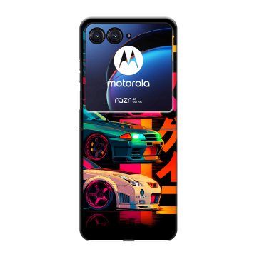 Пластиковый чехол на Motorola Razr 40 Ultra с принтом Гоночные машины