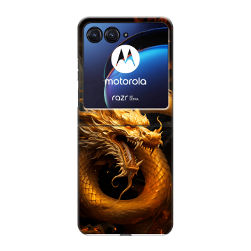 Пластиковый чехол на Motorola Razr 40 Ultra с принтом Золотой дракон
