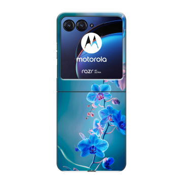 Пластиковый чехол на Motorola Razr 40 Ultra с принтом Голубые цветы