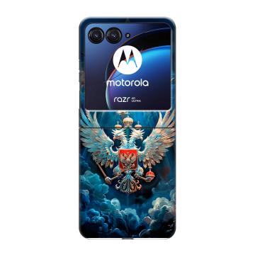 Пластиковый чехол на Motorola Razr 40 Ultra с принтом Герб флаг России