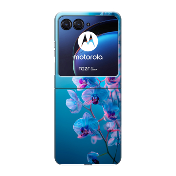 Пластиковый чехол на Motorola Razr 40 Ultra с принтом голубые орхидеи