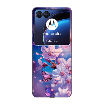 Пластиковый чехол на Motorola Razr 40 Ultra с принтом цветы бабочки
