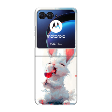 Пластиковый чехол на Motorola Razr 40 Ultra с принтом кролик зайчик