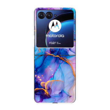 Пластиковый чехол на Motorola Razr 40 Ultra с принтом синий мрамор