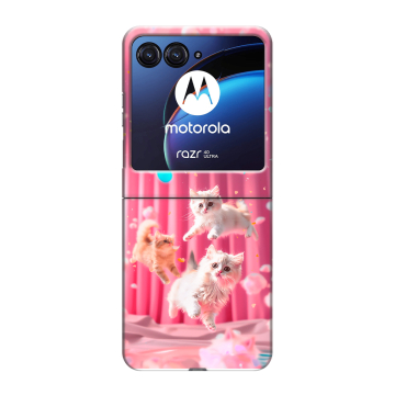 Пластиковый чехол на Motorola Razr 40 Ultra с принтом милые котики Пластиковый чехол на Motorola Razr 40 Ultra с принтом милые котики