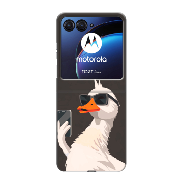 Пластиковый чехол на Motorola Razr 40 Ultra с принтом утка в очках