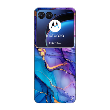 Пластиковый чехол на Motorola Razr 40 Ultra с принтом синий мрамор