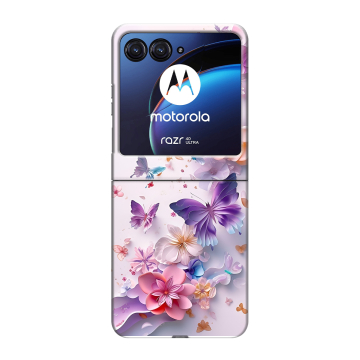 Пластиковый чехол на Motorola Razr 40 Ultra с принтом цветы бабочки