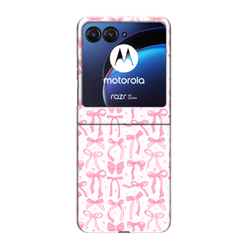 Пластиковый чехол на Motorola Razr 40 Ultra с принтом Розовые бантики