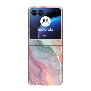 Пластиковый чехол на Motorola Razr 40 Ultra с принтом розовый мрамор