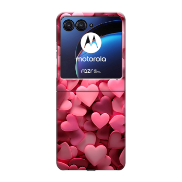 Пластиковый чехол на Motorola Razr 40 Ultra с принтом розовые сердечки