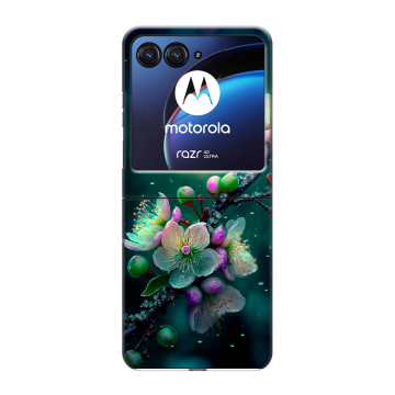 Пластиковый чехол на Motorola Razr 40 Ultra с принтом Цветы и мрамор