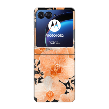 Пластиковый чехол на Motorola Razr 40 Ultra с принтом Бежевые цветы Пластиковый чехол на Motorola Razr 40 Ultra с принтом Бежевые цветы
