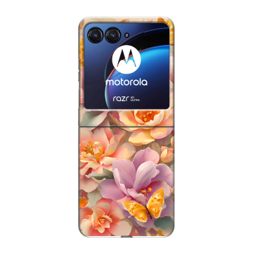 Пластиковый чехол на Motorola Razr 40 Ultra с принтом Цветы и бабочки Пластиковый чехол на Motorola Razr 40 Ultra с принтом Цветы и бабочки