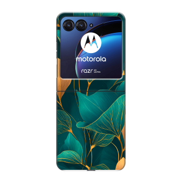 Пластиковый чехол на Motorola Razr 40 Ultra с принтом Листья и золото Пластиковый чехол на Motorola Razr 40 Ultra с принтом Листья и золото