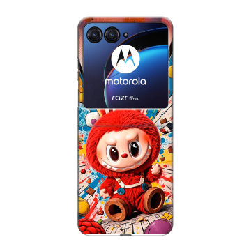 Пластиковый чехол на Motorola Razr 40 Ultra с принтом Labubu Лабубу