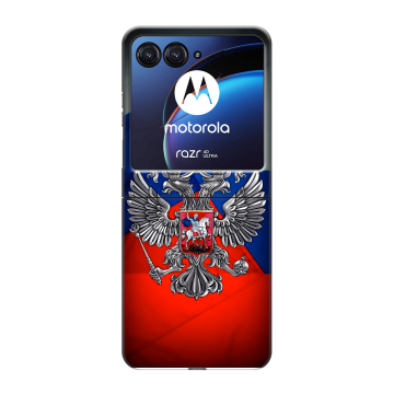 Пластиковый чехол на Motorola Razr 40 Ultra с принтом Флаг России