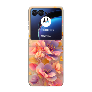Пластиковый чехол на Motorola Razr 40 Ultra с принтом Цветы и бабочки Пластиковый чехол на Motorola Razr 40 Ultra с принтом Цветы и бабочки
