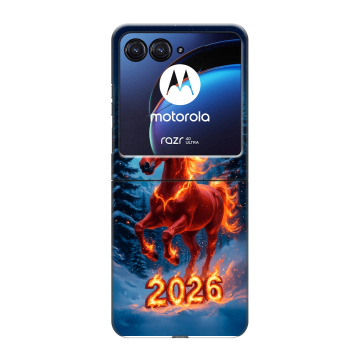 Пластиковый чехол на Motorola Razr 40 Ultra с принтом Новый год коня Пластиковый чехол на Motorola Razr 40 Ultra с принтом Новый год коня