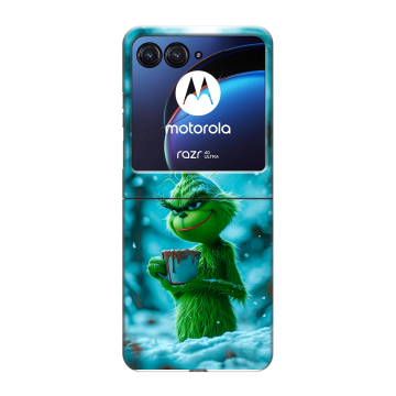 Пластиковый чехол на Motorola Razr 40 Ultra с принтом Новый год гринч Пластиковый чехол на Motorola Razr 40 Ultra с принтом Новый год гринч