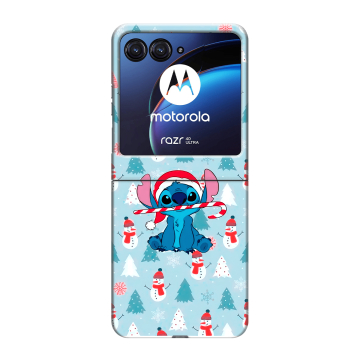 Пластиковый чехол на Motorola Razr 40 Ultra с принтом Стич Новый год