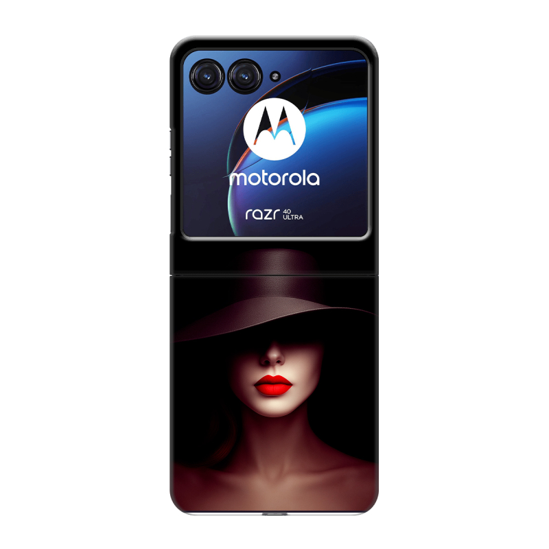 Пластиковый чехол на Motorola Razr 40 Ultra с принтом Девушка в шляпе Пластиковый чехол на Motorola Razr 40 Ultra с принтом Девушка в шляпе