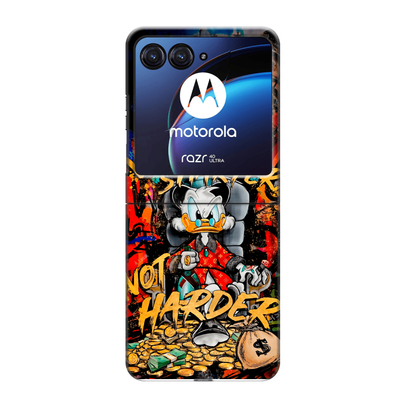 Пластиковый чехол на Motorola Razr 40 Ultra с принтом Дональд Дак Деньги Пластиковый чехол на Motorola Razr 40 Ultra с принтом Дональд Дак Деньги
