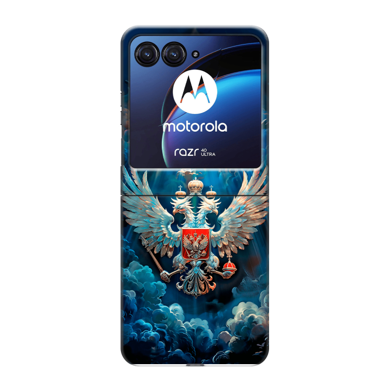 Пластиковый чехол на Motorola Razr 40 Ultra с принтом Герб флаг России Пластиковый чехол на Motorola Razr 40 Ultra с принтом Герб флаг России