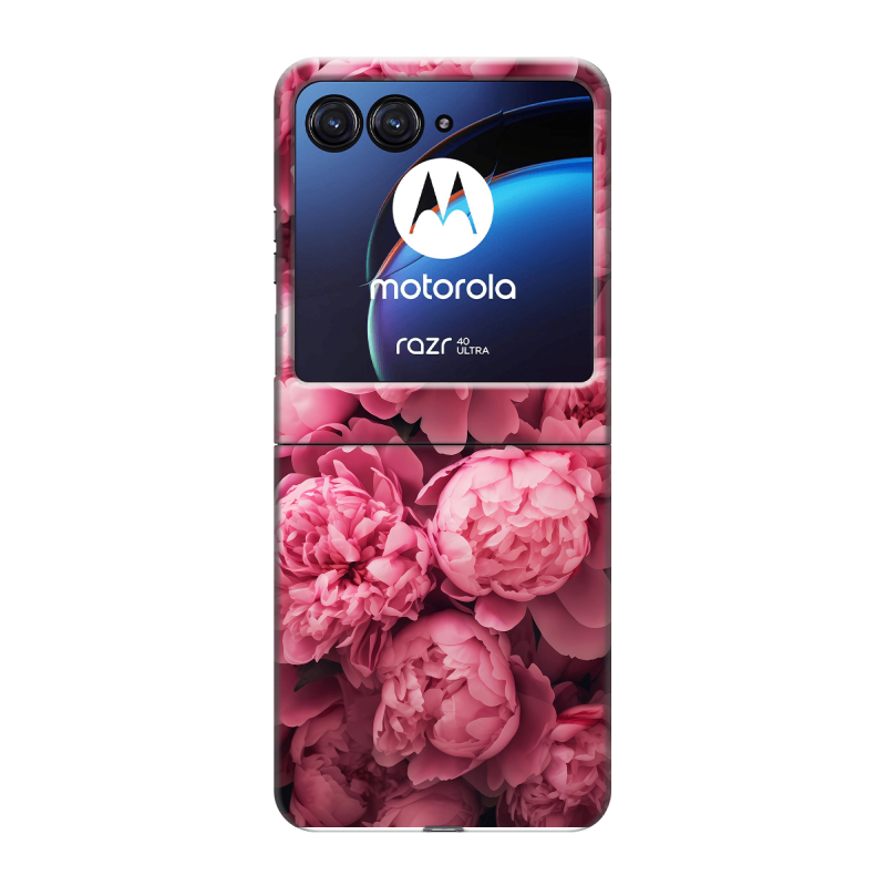 Пластиковый чехол на Motorola Razr 40 Ultra с принтом цветы пионы Пластиковый чехол на Motorola Razr 40 Ultra с принтом цветы пионы