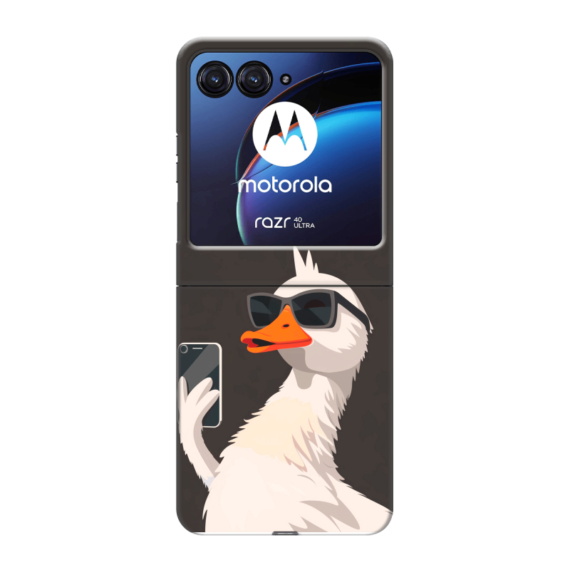 Пластиковый чехол на Motorola Razr 40 Ultra с принтом утка в очках Пластиковый чехол на Motorola Razr 40 Ultra с принтом утка в очках