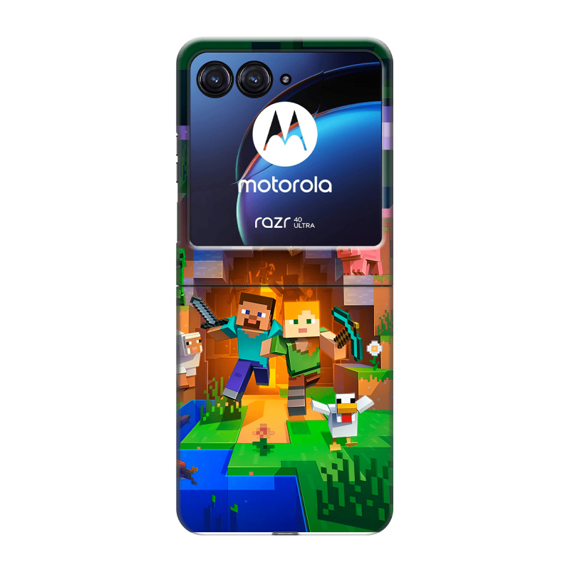 Пластиковый чехол на Motorola Razr 40 Ultra с принтом Майнкрафт Minecraft Пластиковый чехол на Motorola Razr 40 Ultra с принтом Майнкрафт Minecraft