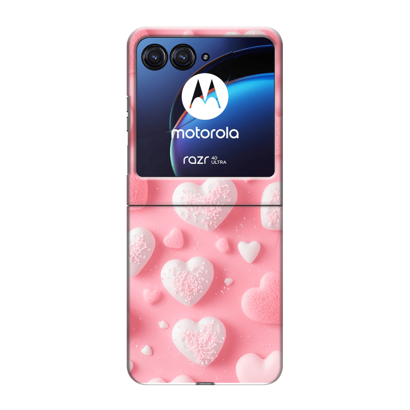 Пластиковый чехол на Motorola Razr 40 Ultra с принтом Сердечки Пластиковый чехол на Motorola Razr 40 Ultra с принтом Сердечки