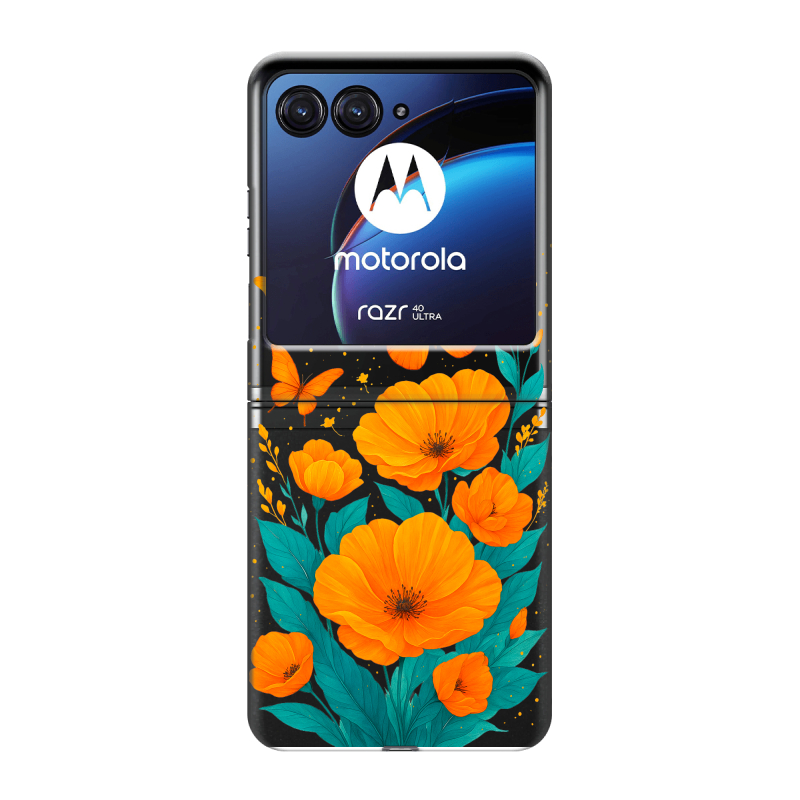 Пластиковый чехол на Motorola Razr 40 Ultra с принтом цветы бабочки Пластиковый чехол на Motorola Razr 40 Ultra с принтом цветы бабочки