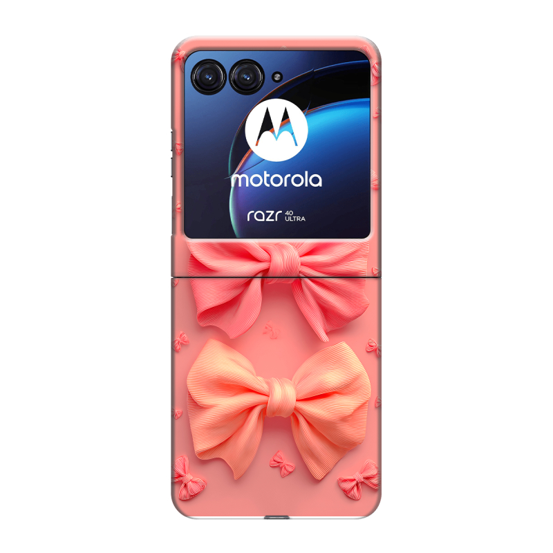 Пластиковый чехол на Motorola Razr 40 Ultra с принтом Розовые бантики Пластиковый чехол на Motorola Razr 40 Ultra с принтом Розовые бантики