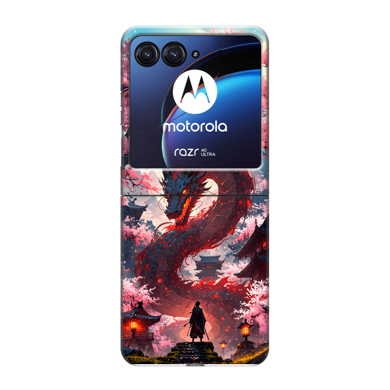 Пластиковый чехол на Motorola Razr 40 Ultra с принтом Дракон Японский Пластиковый чехол на Motorola Razr 40 Ultra с принтом Дракон Японский