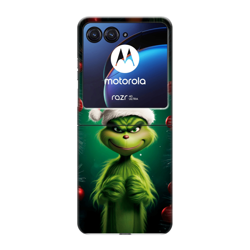 Пластиковый чехол на Motorola Razr 40 Ultra с принтом Гринч Новый год Рождество Пластиковый чехол на Motorola Razr 40 Ultra с принтом Гринч Новый год Рождество