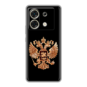 Силиконовый чехол на Infinix Zero 30 5G с принтом Герб России золотой Силиконовый чехол на Infinix Zero 30 5G с принтом Герб России золотой