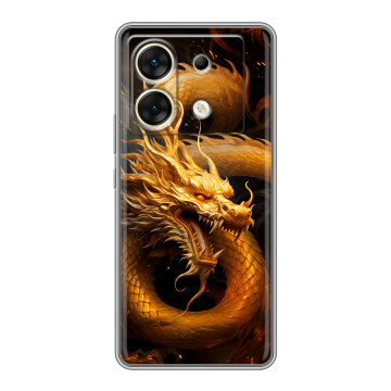 Силиконовый чехол на Infinix Zero 30 5G с принтом Золотой дракон Силиконовый чехол на Infinix Zero 30 5G с принтом Золотой дракон