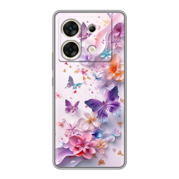 Силиконовый чехол на Infinix Zero 30 5G с принтом цветы бабочки Силиконовый чехол на Infinix Zero 30 5G с принтом цветы бабочки