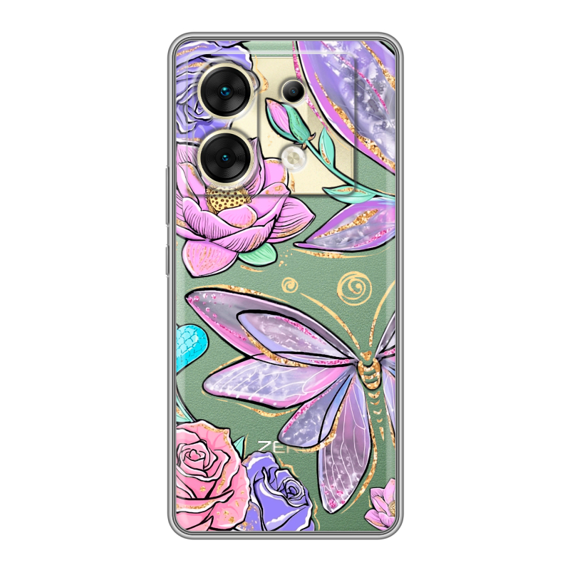 Силиконовый чехол на Infinix Zero 30 5G с принтом Бабочки и цветы Силиконовый чехол на Infinix Zero 30 5G с принтом Бабочки и цветы