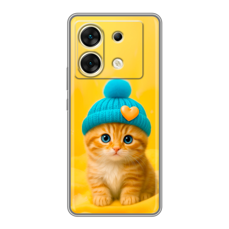 Силиконовый чехол на Infinix Zero 30 5G с принтом Котенок в шапке Силиконовый чехол на Infinix Zero 30 5G с принтом Котенок в шапке