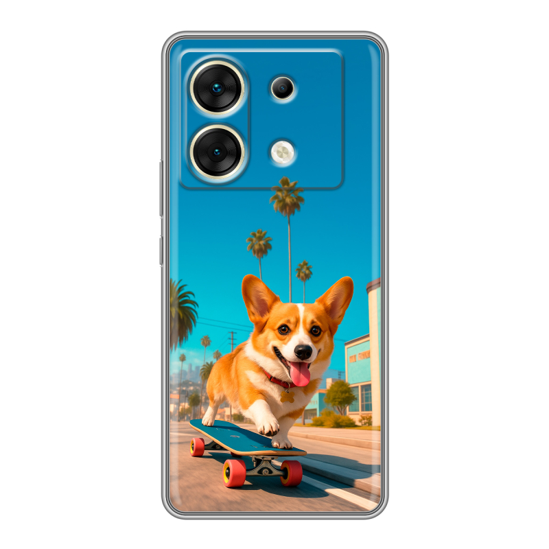 Силиконовый чехол на Infinix Zero 30 5G с принтом Корги на скейте Силиконовый чехол на Infinix Zero 30 5G с принтом Корги на скейте