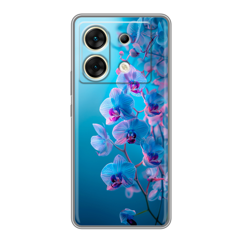 Силиконовый чехол на Infinix Zero 30 5G с принтом голубые орхидеи Силиконовый чехол на Infinix Zero 30 5G с принтом голубые орхидеи