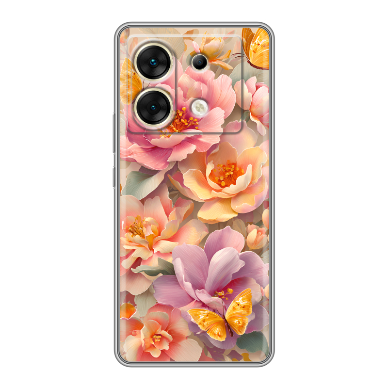 Силиконовый чехол на Infinix Zero 30 5G с принтом Цветы и бабочки Силиконовый чехол на Infinix Zero 30 5G с принтом Цветы и бабочки